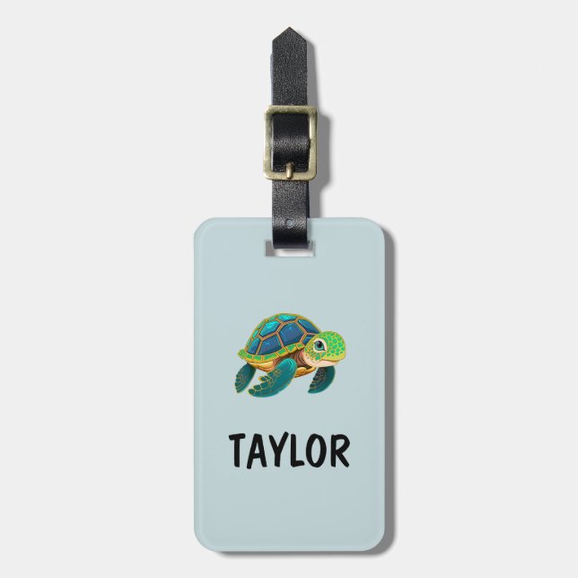 Cute Turtle Personlig Colorful Bag-ryggsäck Bagagebricka (Vertikal Framsida)