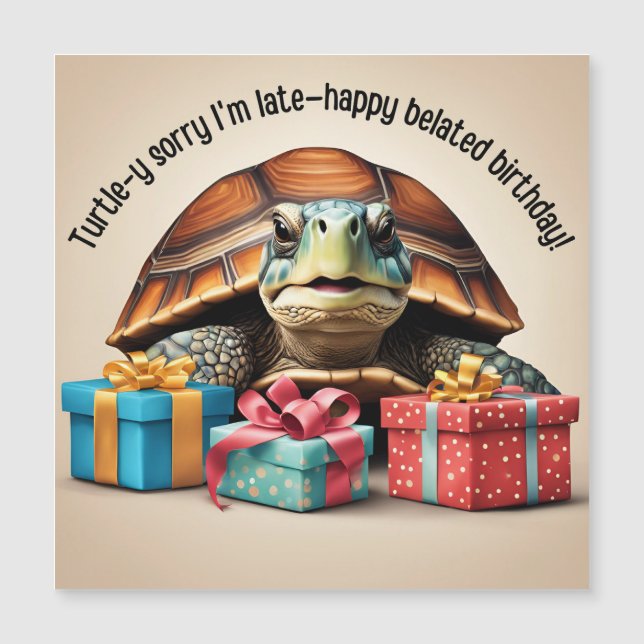 Cute Turtle Pun Funny Belet Birthday Card (Framsida)