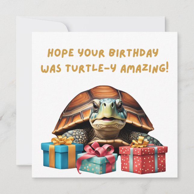 Cute Turtle Pun Funny Belet Birthday Card (Framsida)