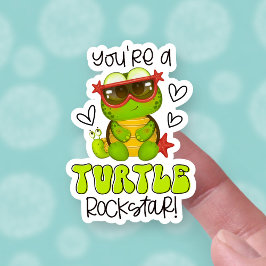 Cute Turtle Pun Funny Rockstar Small Business Klistermärken