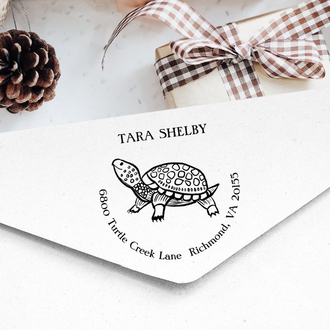 Cute Turtle Returadress Stämpel (Skapare uppladdad)