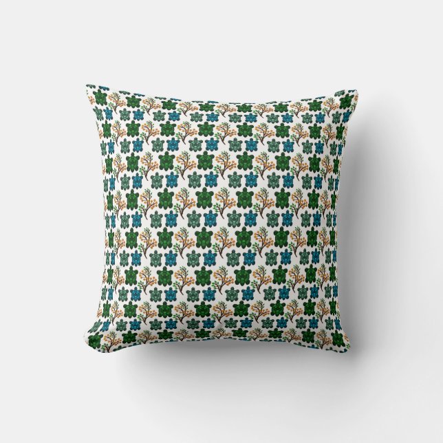 Cute Turtle Seamless Pattern | Ocean Animal Repeat Kudde (Framsida)