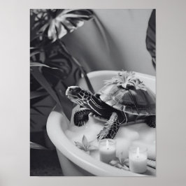 Cute Turtle Spa Day, Roligt Bathroom Art, Gift Ide Poster