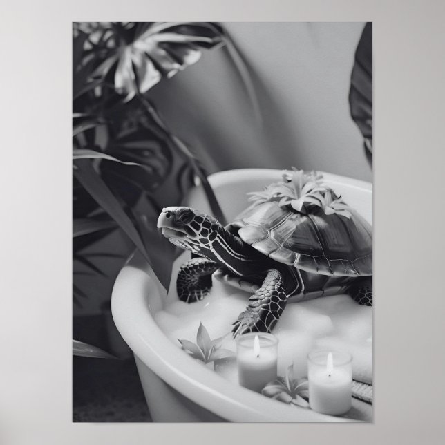Cute Turtle Spa Day, Roligt Bathroom Art, Gift Ide Poster (Framsidan)