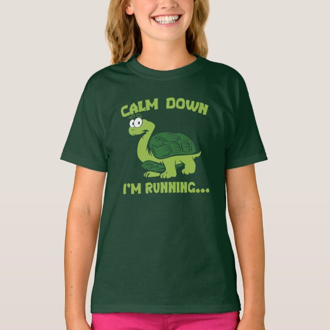 Cute Turtle Springa Funny Gag T Shirt (Framsida)