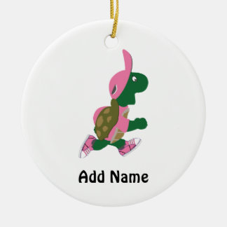 Cute Turtle-Springerna i Rosa Julgransprydnad Keramik