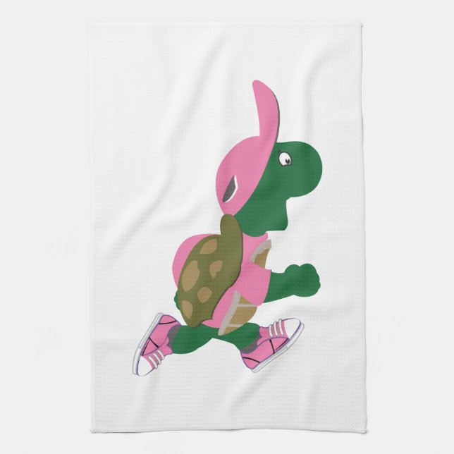 Cute Turtle-Springerna i Rosa Kökshandduk (Vertikal)