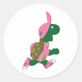 Cute Turtle-Springerna i Rosa Runt Klistermärke