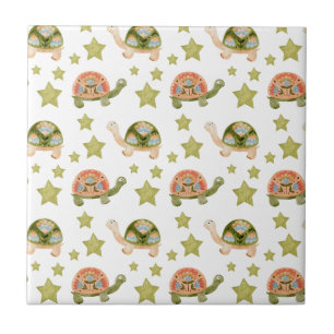 Cute Turtle Stars Mönster Ceramic Tile Kakelplatta
