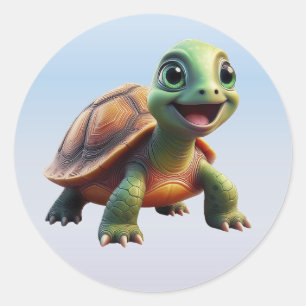 Cute Turtle Stickers Runt Klistermärke