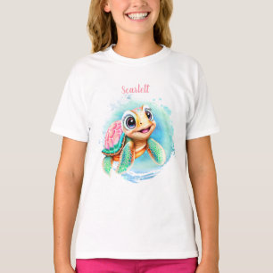 Cute Turtle Summer Namn Girl T Shirt