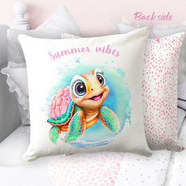 Cute Turtle Summer Personlig Kudde