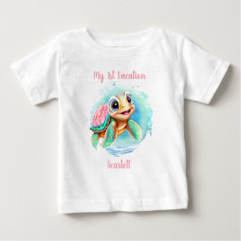 Cute Turtle Summer Vacation Namn Girl T Shirt