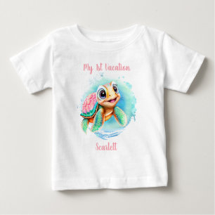 Cute Turtle Summer Vacation Namn Girl T Shirt