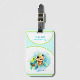 Cute Turtle Summer Vacation Personlig Boy Bagagebricka