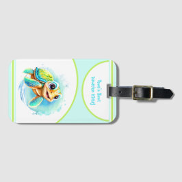 Cute Turtle Summer Vacation Personlig Boy Bagagebricka