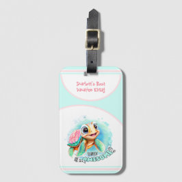 Cute Turtle Summer Vacation Personlig Girl Bagagebricka
