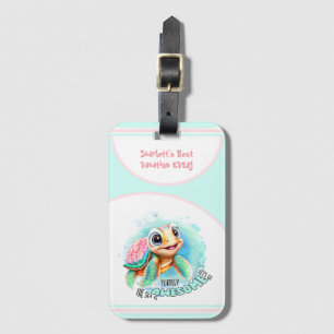 Cute Turtle Summer Vacation Personlig Girl Bagagebricka