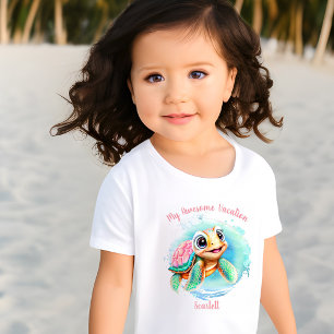 Cute Turtle Summer Vacation Personlig Girl T Shirt