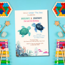 Cute Turtle under Sea Joint Birthday
