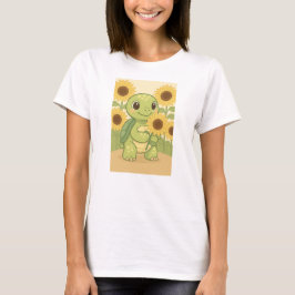 Cute Turtle With Sunflowers T Shirt