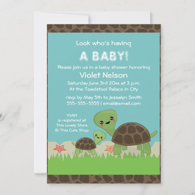 Cute Turtles Baby Shower-inbjudan Inbjudningar (Framsida)