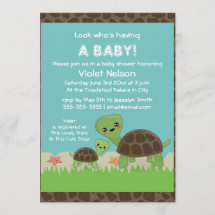 Cute Turtles Baby Shower-inbjudan Inbjudningar
