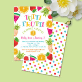 Cute Tutti Frutti Watercolor Fruits Birthday Girl Inbjudningar