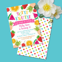 Cute Tutti Frutti Watercolor Fruits Birthday Girl