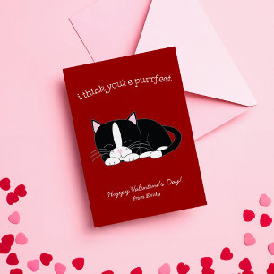 Cute Tuxedo Cat Classroom-Valentineser Anteckningskort