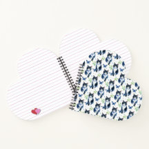 Cute Tuxedo Cat Motif Hjärtformade Spiral bärbar d