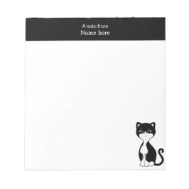 Cute Tuxedo Cat & Rosa Header Simple Anteckningsblock