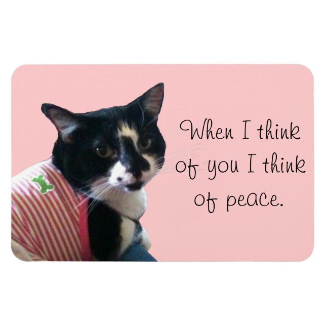 Cute Tuxedo Cat Tänka of Peace Magnets Magnet (Horisontell)