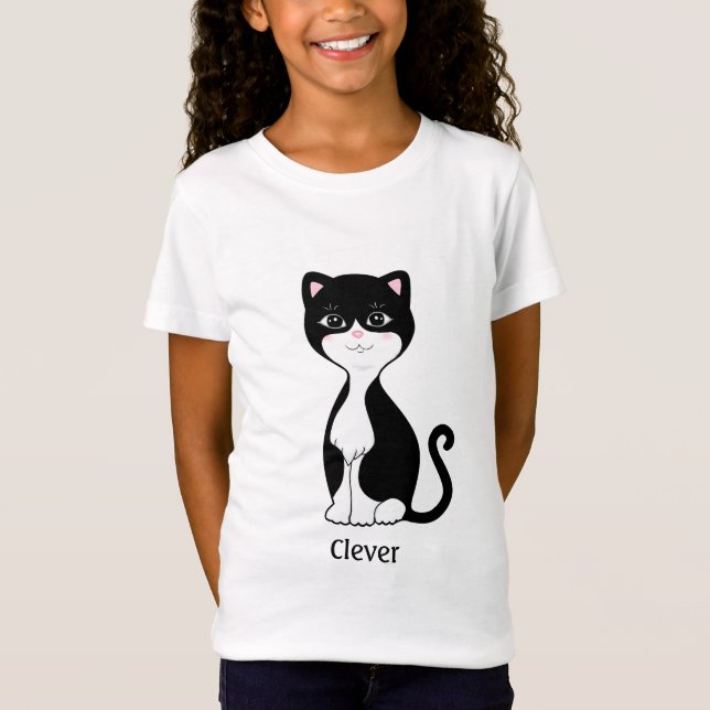 Cute Tuxedo Cat-Tecknad T Shirt (Framsida)