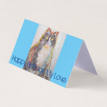 Cute Tuxedo Cat Teckning Kärlek födelsedagskort