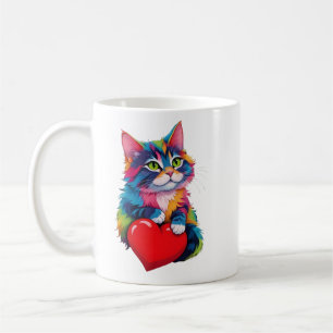 Cute Tuxedo Cat Valentine Day Heart Cat Lover Kaffemugg