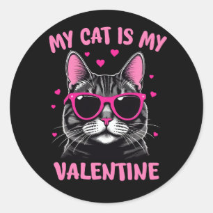 Cute Tuxedo Cat Valentine Day Heart Cat Lover Runt Klistermärke