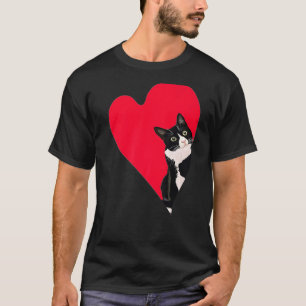 Cute Tuxedo Cat Valentine Heart för Kitten och Ani T Shirt