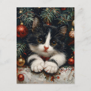 Cute Tuxedo Kitten julklapp Vykort