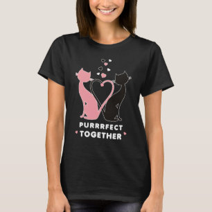 Cute Två katter Rosa Black Purrfect Tillsammans T Shirt