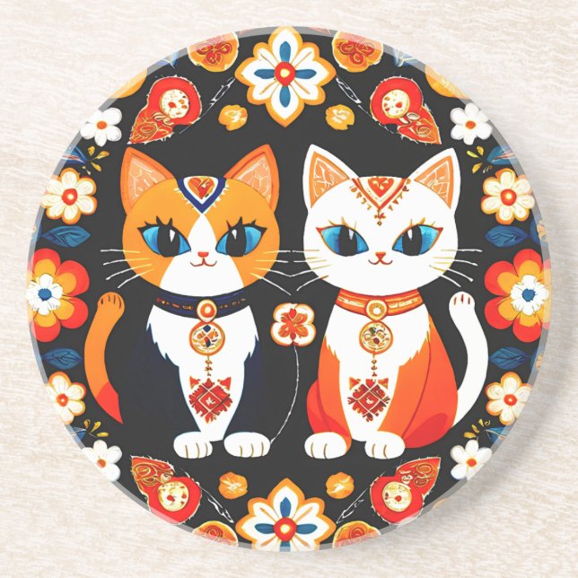 Cute två katter underlägg (Framsidan)