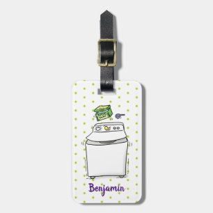 Cute tvättande tecknad för maskin tvätt bagagebricka
