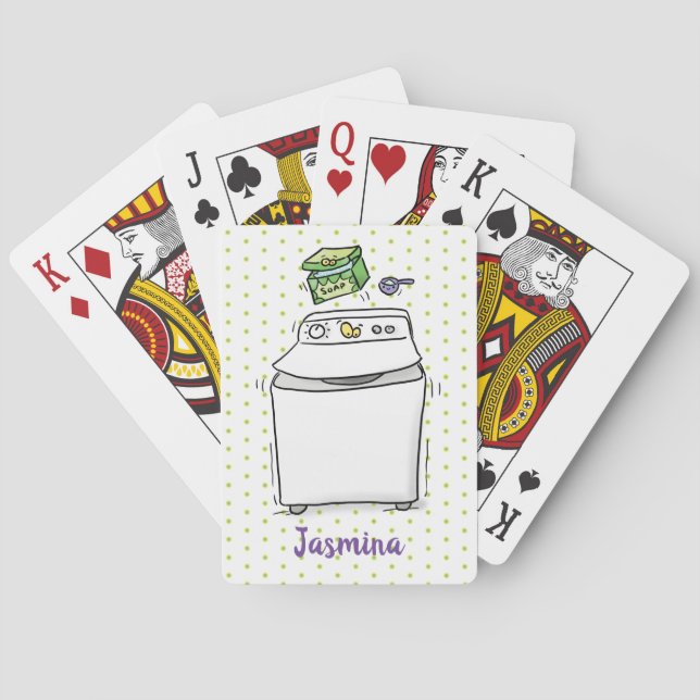 Cute tvättande tecknad för maskin tvätt casinokort (Baksidan)
