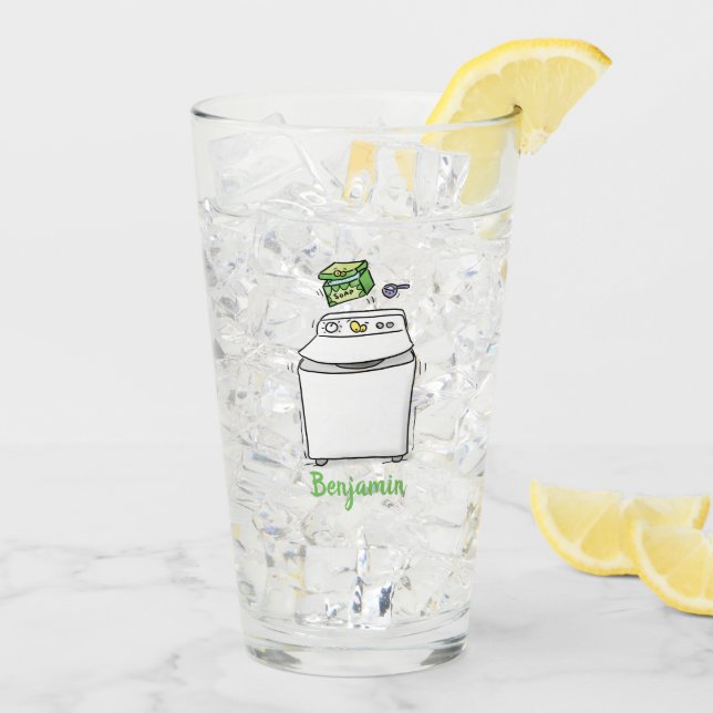 Cute tvättande tecknad för maskin tvätt glaskopp (Bakside Is)