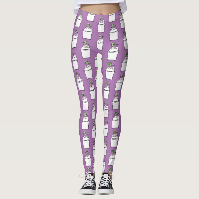 Cute tvättande tecknad för maskin tvätt leggings (Framsida)