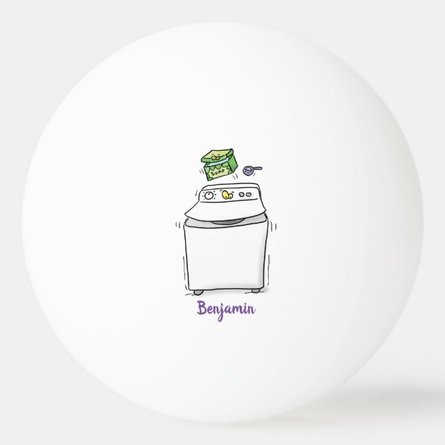 Cute tvättande tecknad för maskin tvätt pingisboll (Framsidan)