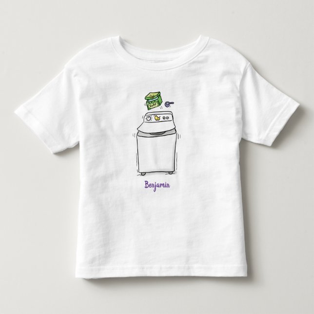 Cute tvättande tecknad för maskin tvätt t shirt (Framsida)