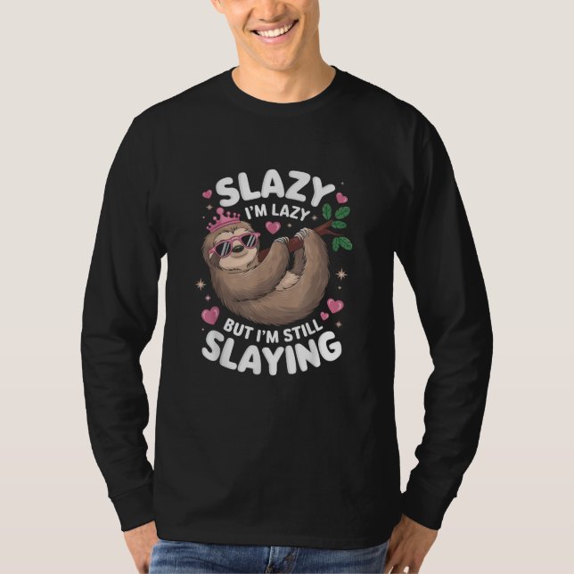 Cute Tween Girl Funny Animal Sloth Slay Meme Trend T Shirt (Framsida)