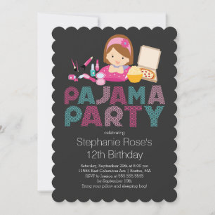Cute Tween Pajama Födelsedagsfest inbjudan