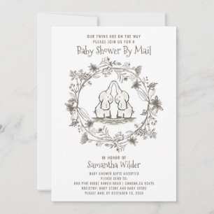 Cute Twillingar Baby Shower by Mail Elephants (Utm Inbjudningar